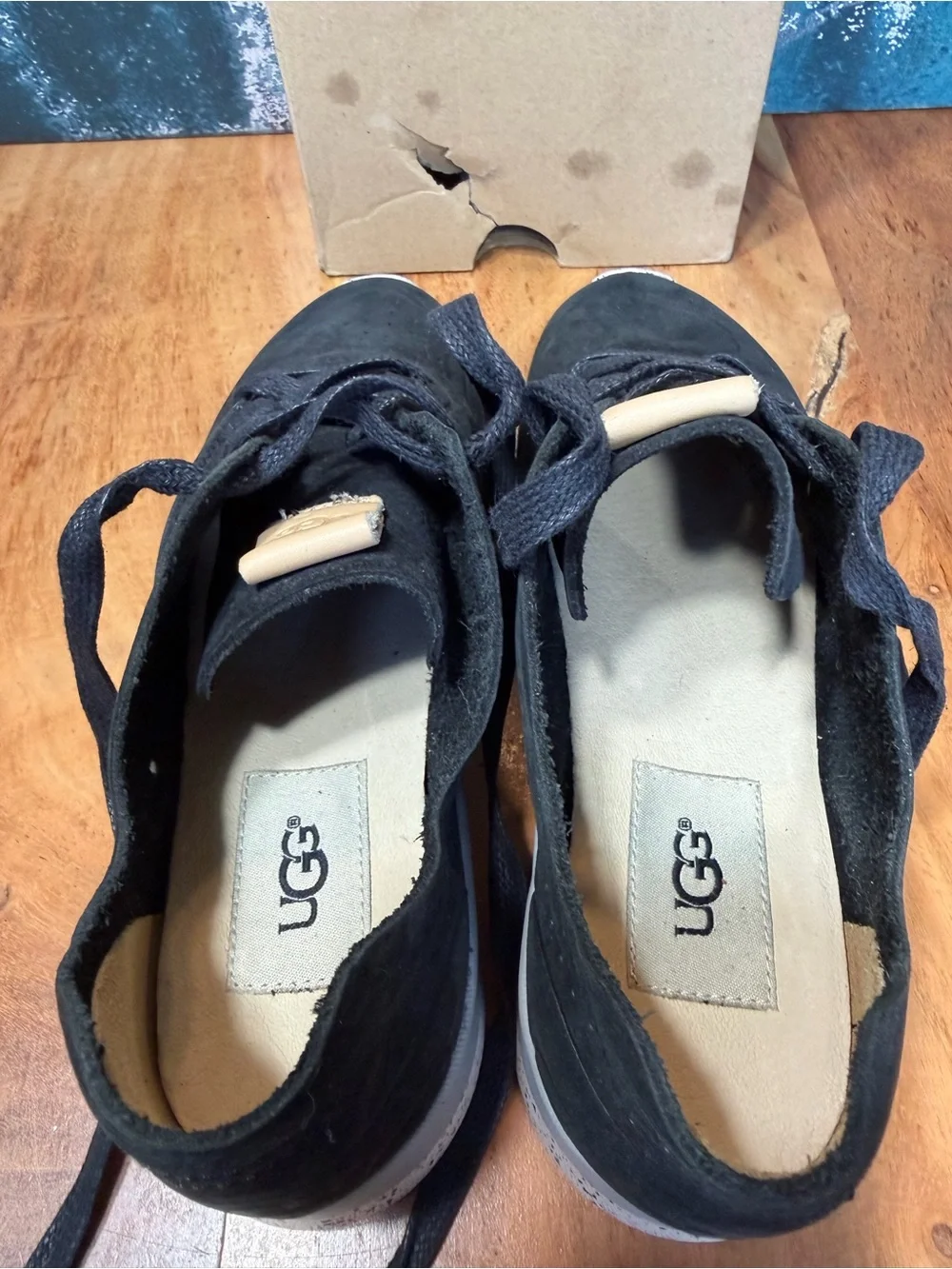 UGG Minimalist Tye Black Nubuck Perforated‎ Sneakers Size 6 NIB